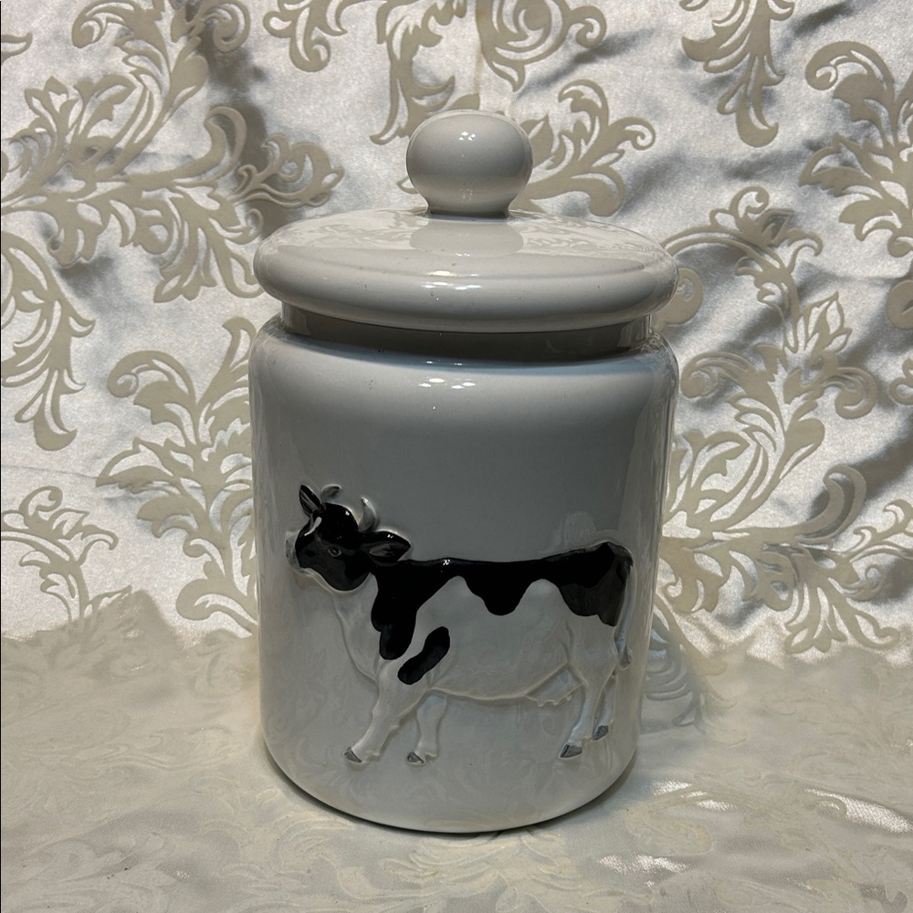 Vintage Otagiri Japan Canister/Cookie Jar with Holstein Cow